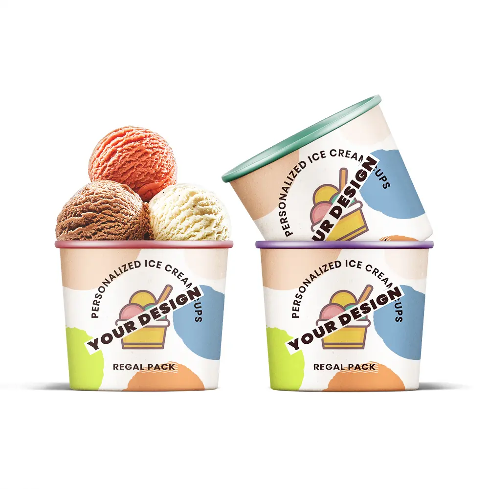 Personalized, Customized and Bespoke three Ice Cream Cups