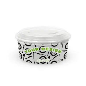 Paper Bowl with Lid, branded food packaging