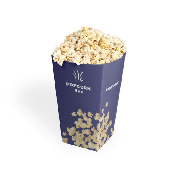 Personalized, bespoke and Custom blue Popcorn box with popcorns