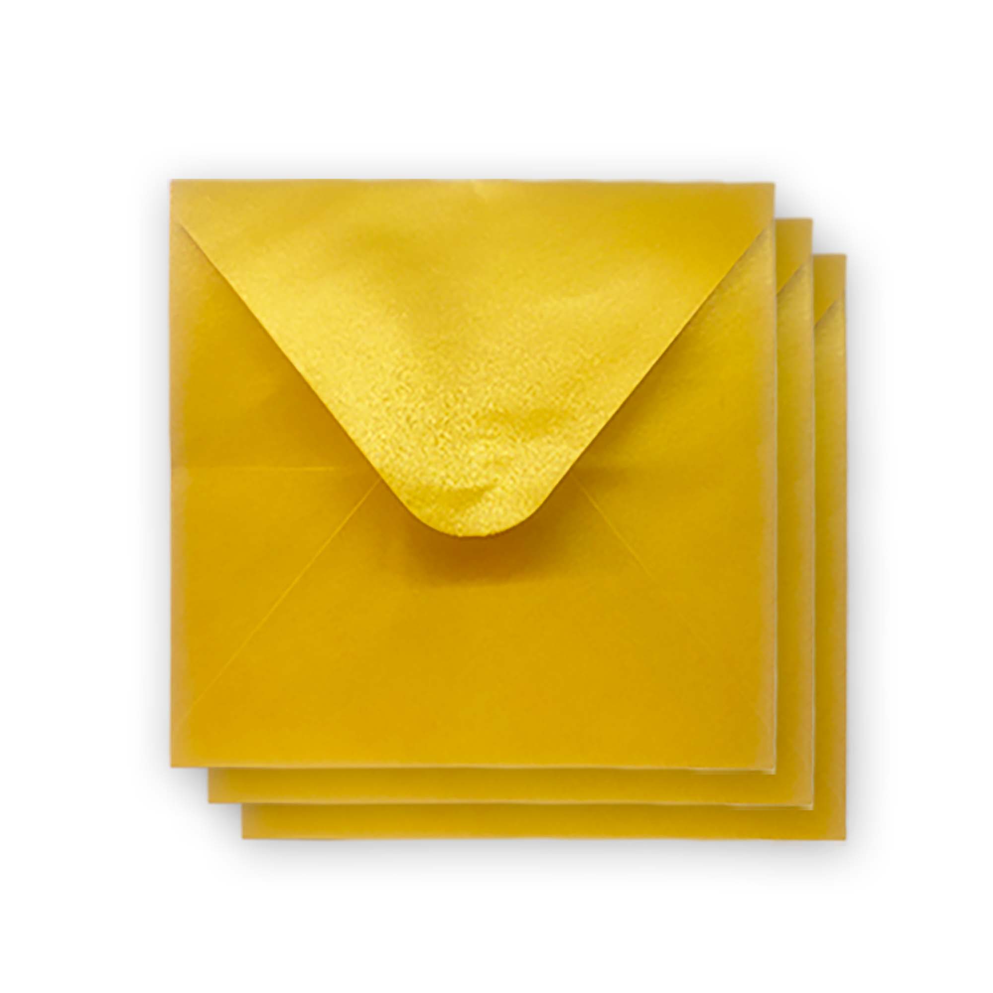 Premium Quality Yellow Gold Color Square Shimmer Envelopes 155mm x 155mm