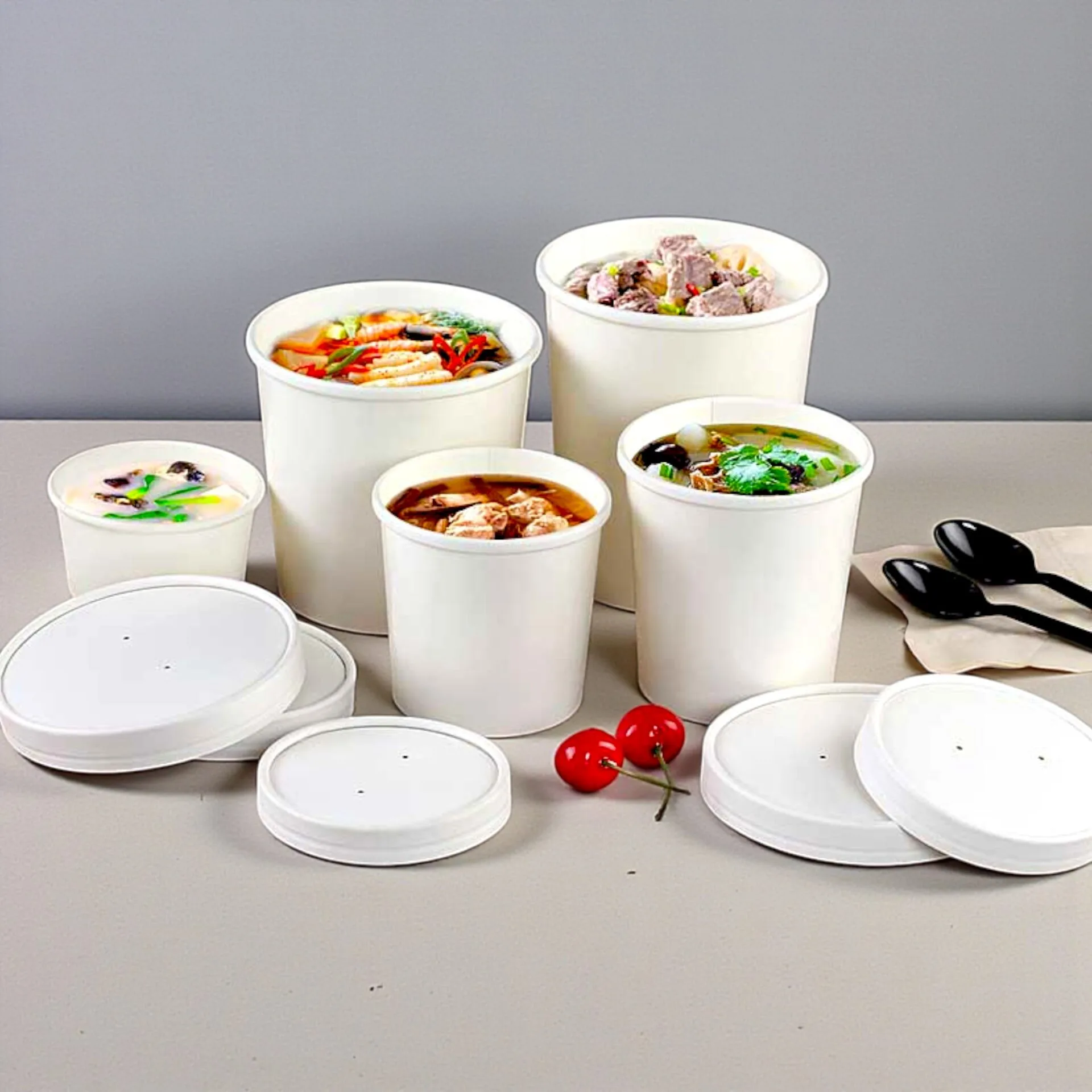 12oz/355ml White Soup Container With Lid - Image 5