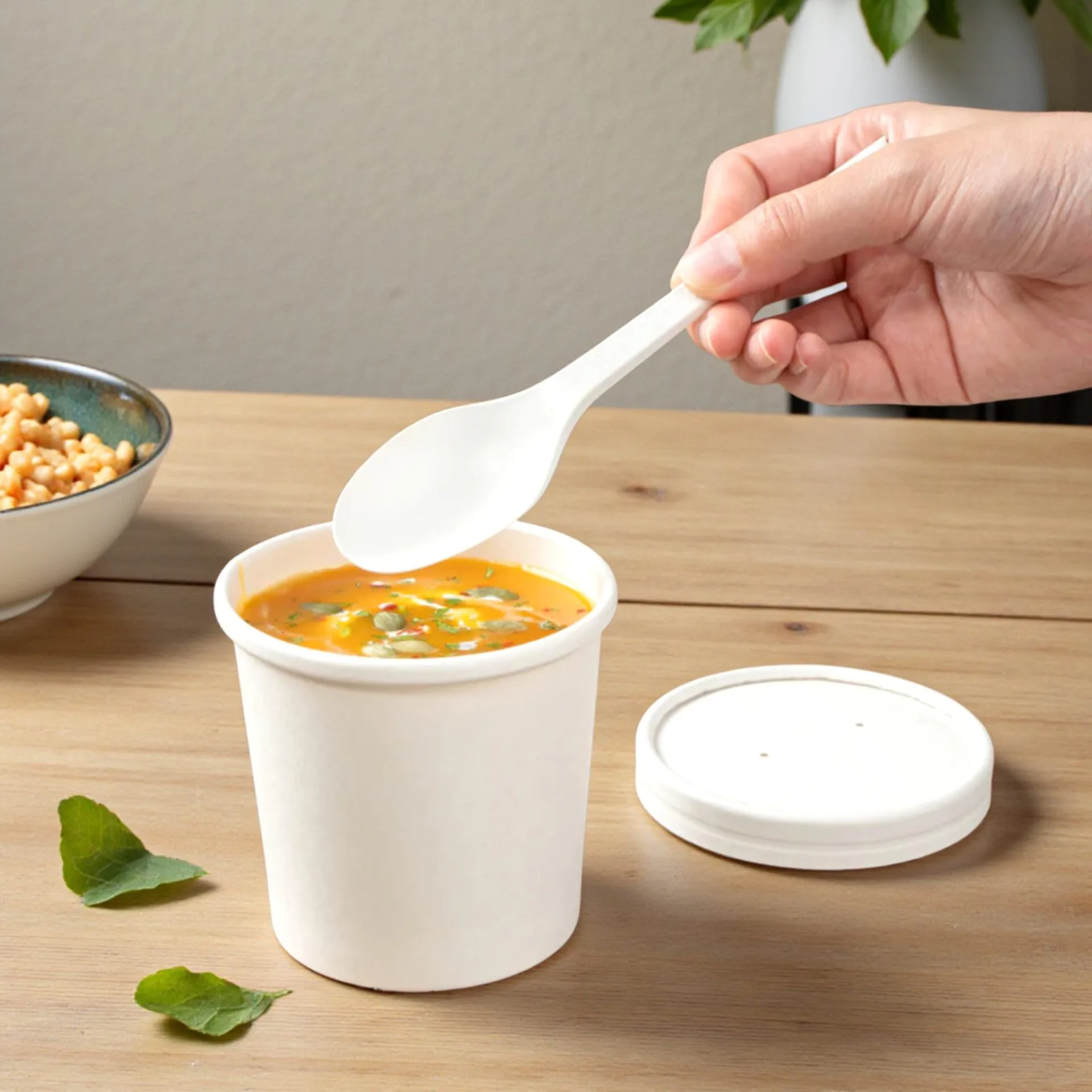 12oz/355ml White Soup Container With Lid - Image 4