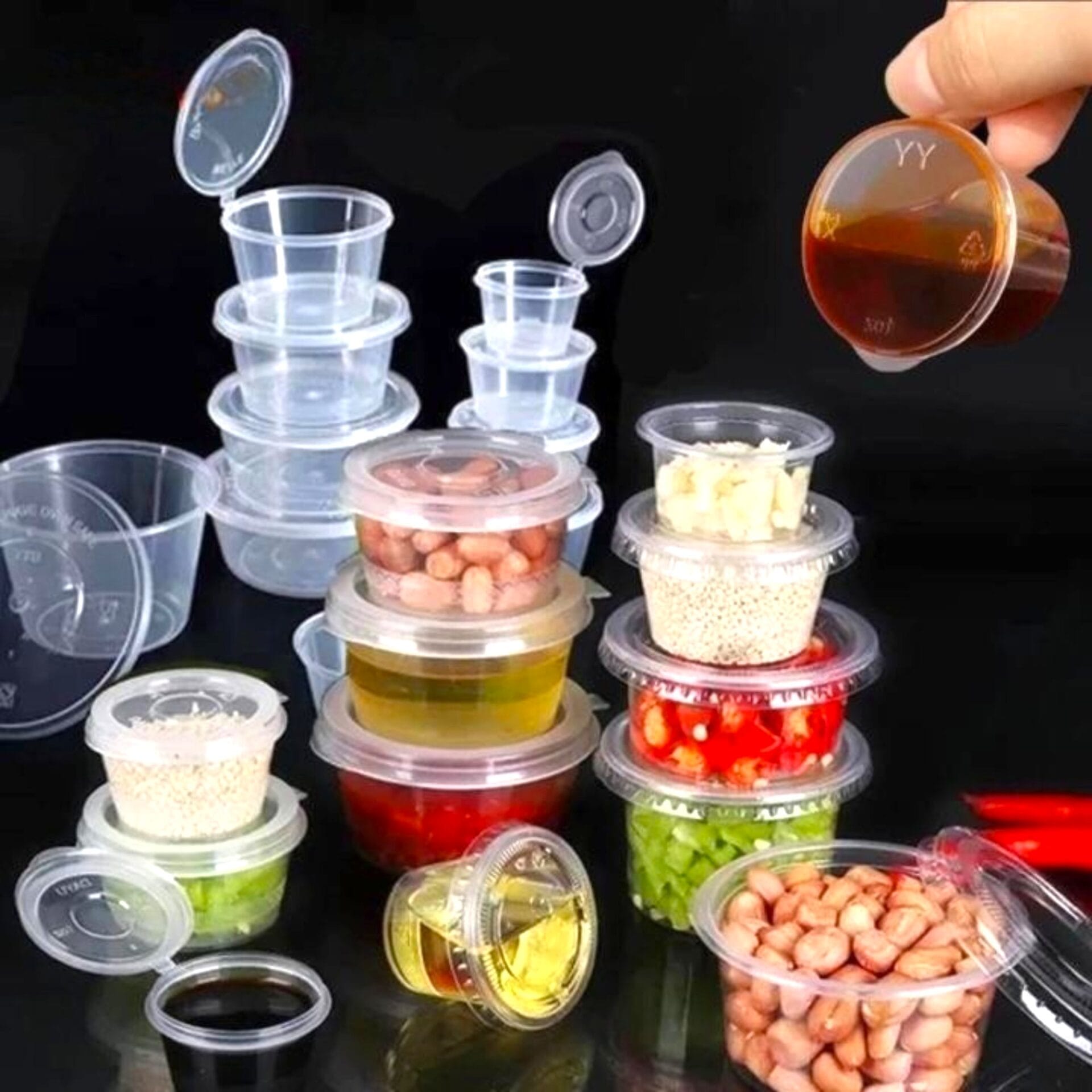 2oz Clear Hinged Lids Sauce Pots - Image 10