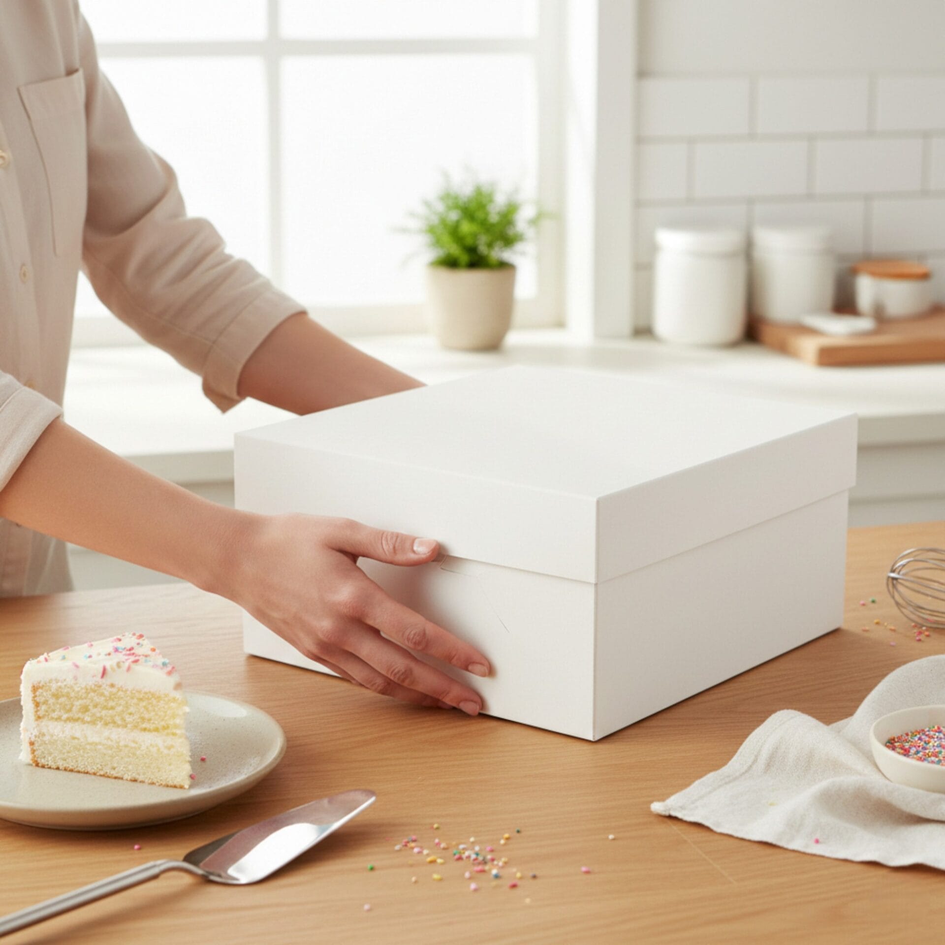 White Square Cake Boxes 10" 12" 14" Wide and 6" Tall - Image 5