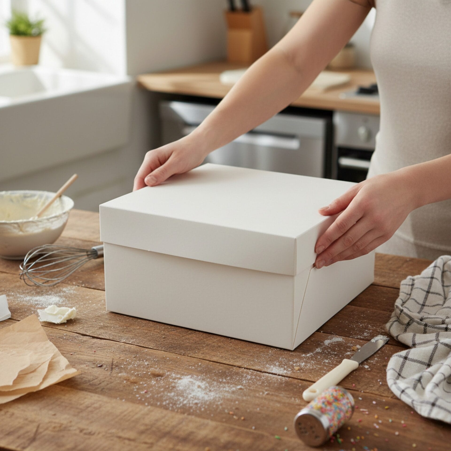 White Square Cake Boxes 10" 12" 14" Wide and 6" Tall - Image 11