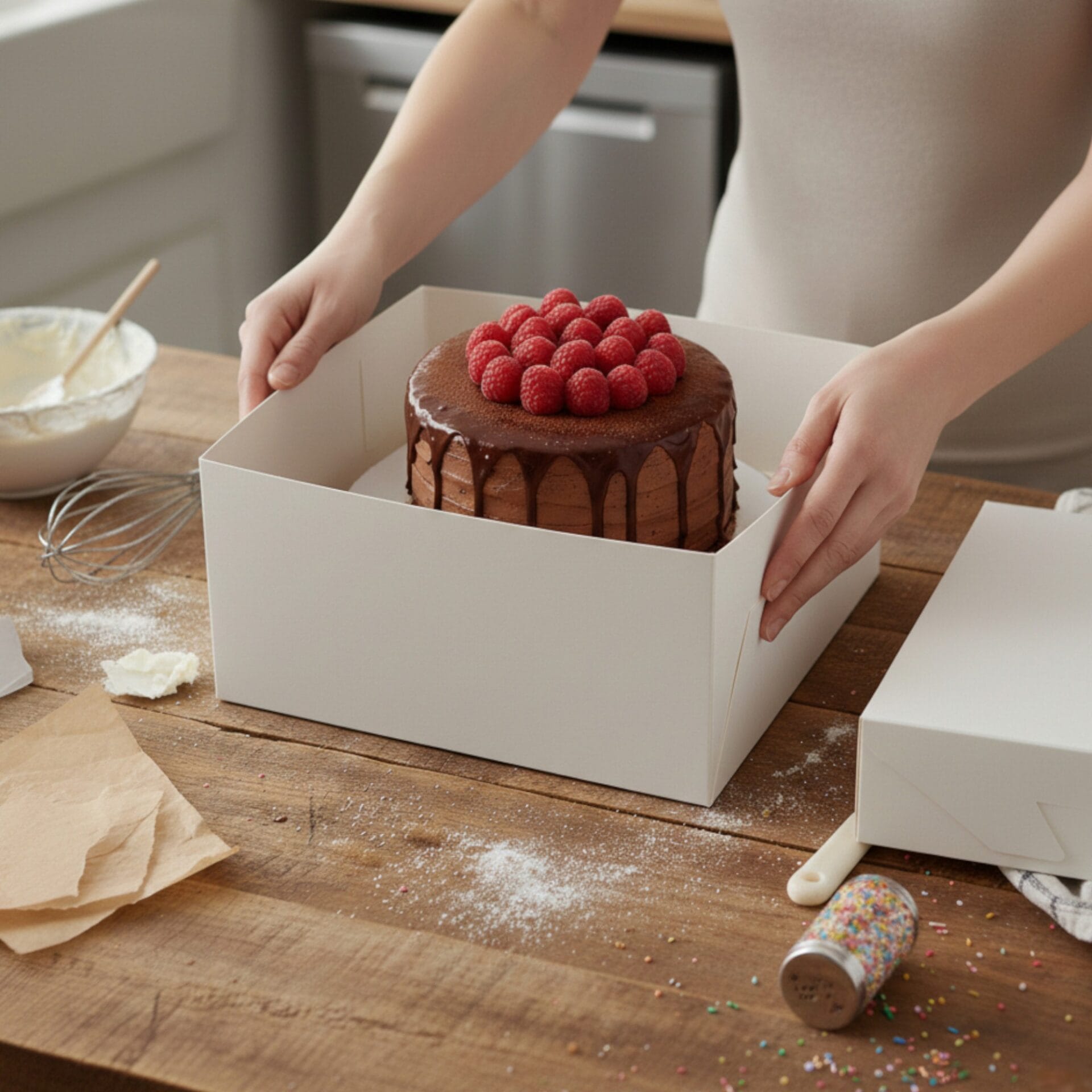 White Square Cake Boxes 10" 12" 14" Wide and 6" Tall - Image 6
