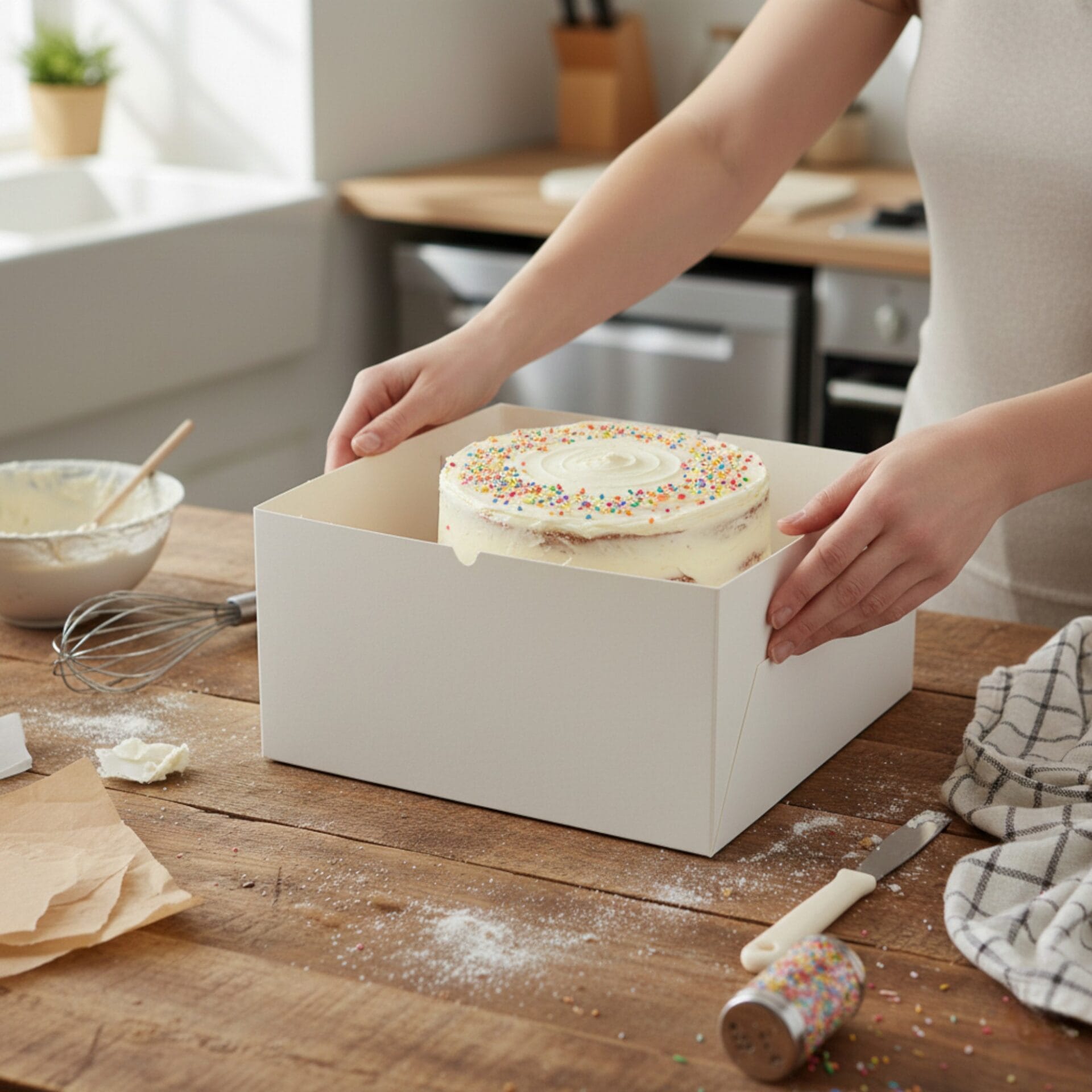 White Square Cake Boxes 10" 12" 14" Wide and 6" Tall - Image 8