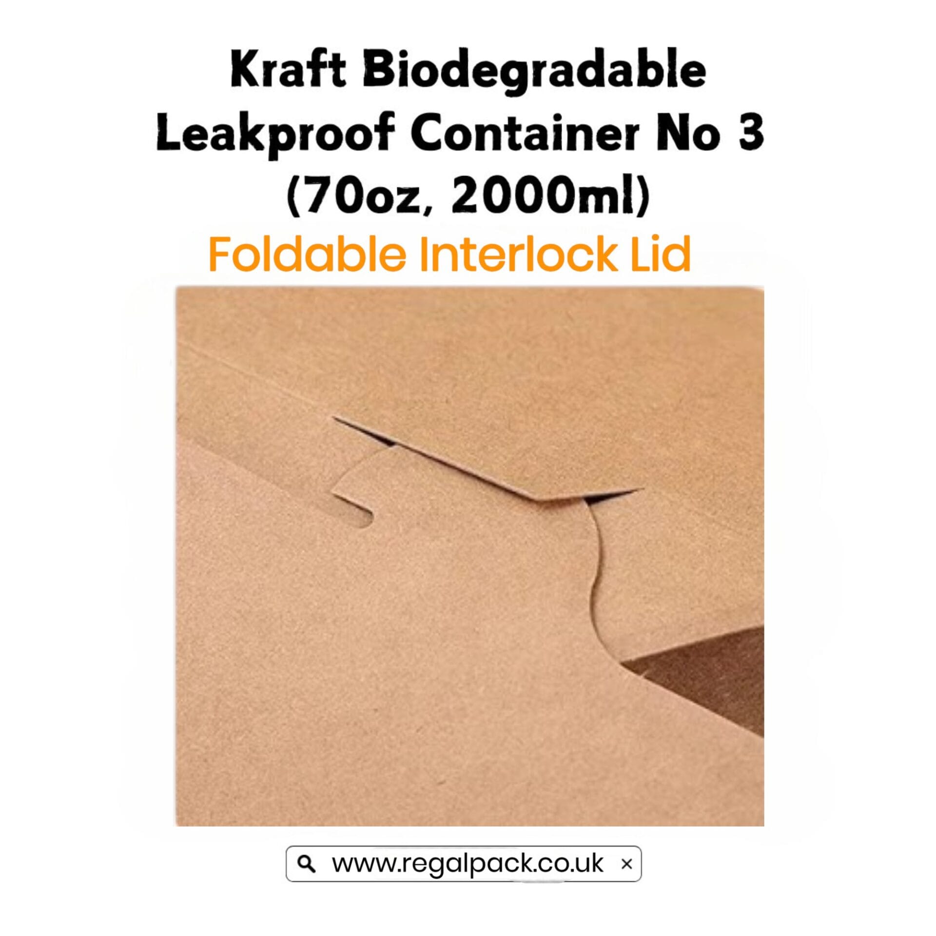 70oz/2000ml No3 Kraft Biodegradable Leakproof Container - Image 4