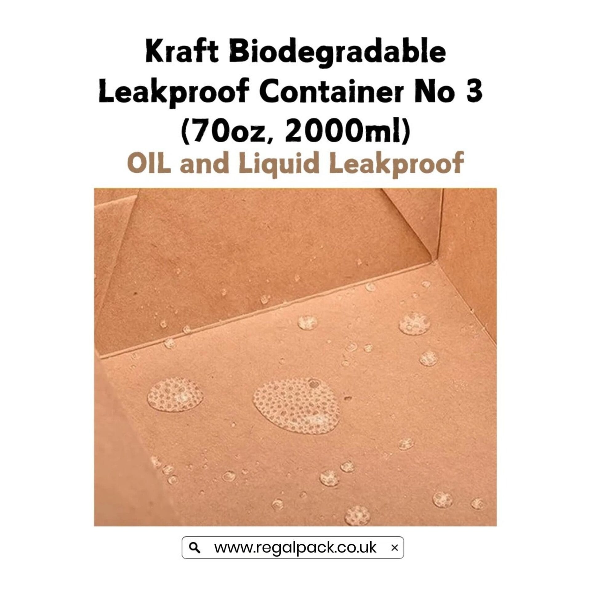 70oz/2000ml No3 Kraft Biodegradable Leakproof Container - Image 5