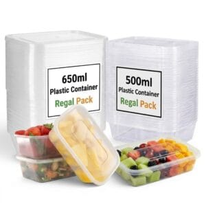 Plastic Food Containers with Lids – 500ml & 650ml