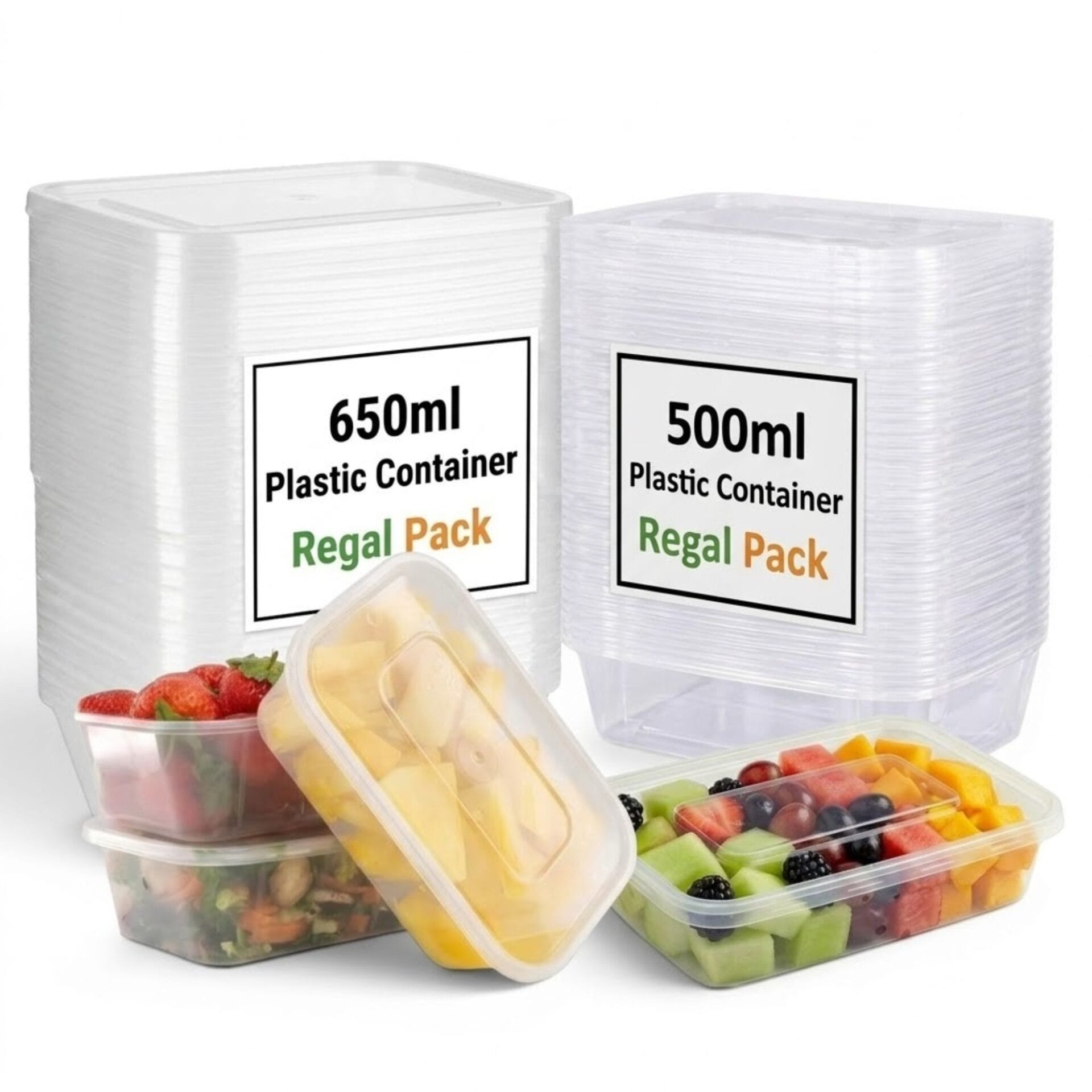 Plastic Food Containers with Lids – 500ml & 650ml