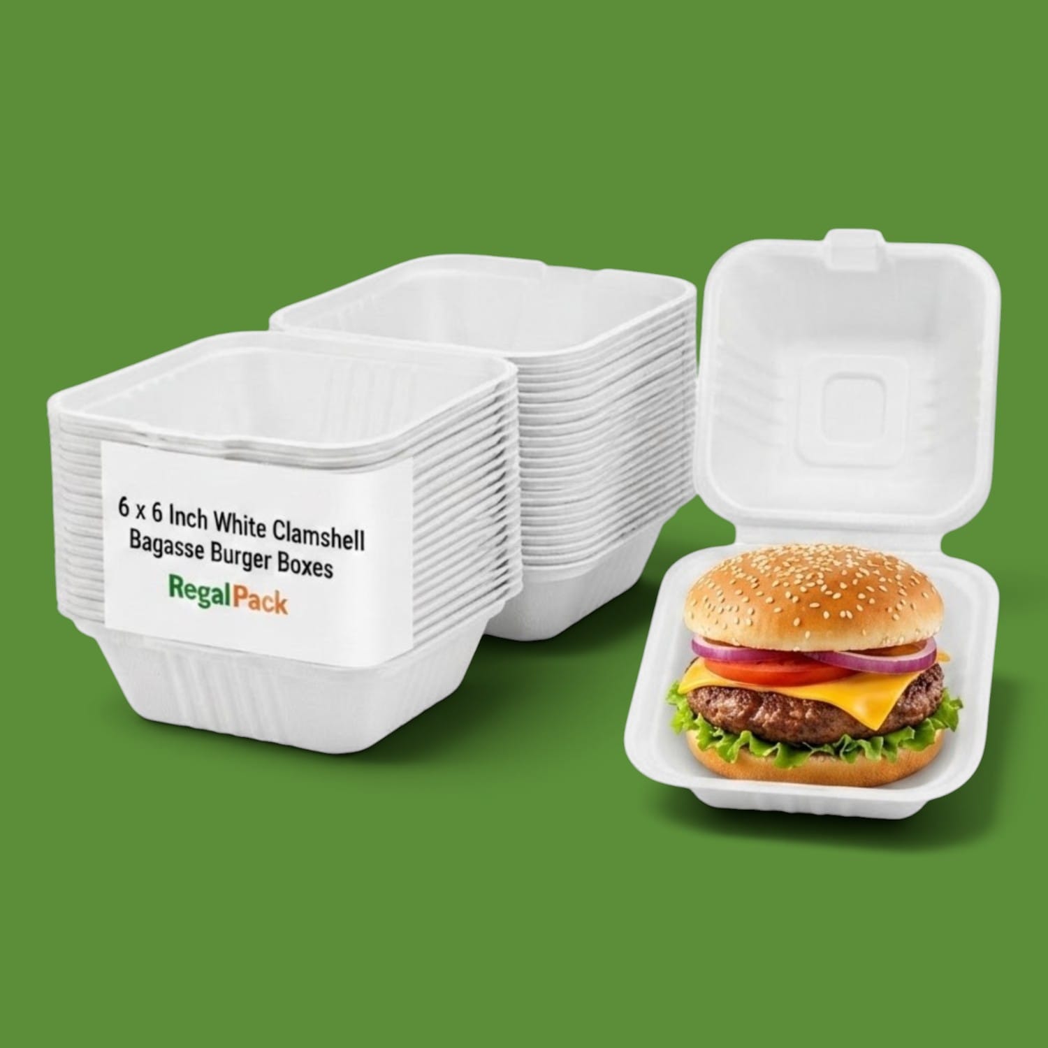 6" Bagasse Burger Box